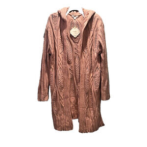 Simply Couture Duster Chunky Cable Knit Open Cardigan Pockets XL New